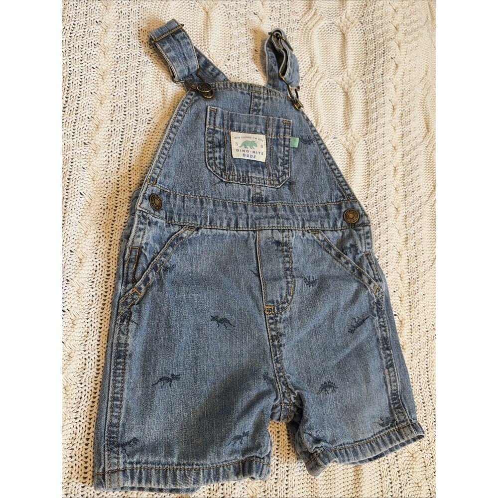 Carter’s Dino-mite Denim Overall Shorts  9 Months Pockets
